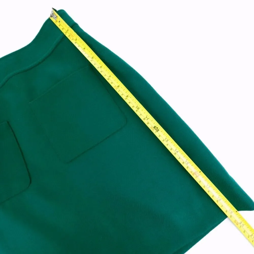 NEW JCrew 100% Wool Patch pocket Mini Skirt Old Money Quiet Luxury Emerald Green